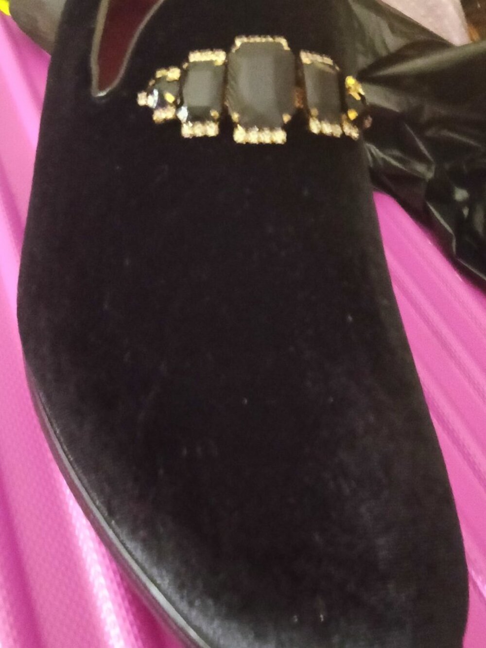 Stunning Mens Velvet Loafers with Rhinestones Mens  After Five Formal Wedding